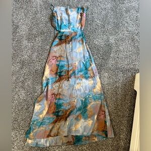 12th Tribe Vibrant Maxi Dress in Blue and Brown